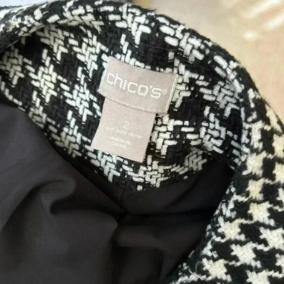 Chico's Black and White Houndstooth Coat - Picture 8 of 9
